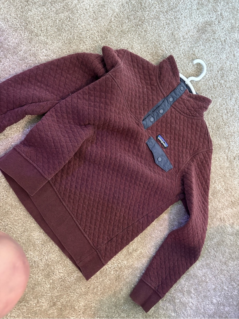 Patagonia Quilted Snap-Placket Pullover Sweater - Burgundy
